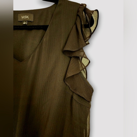 MSK Short Sleeve Fit + Flare Dress, Large, Black - Picture 6 of 8